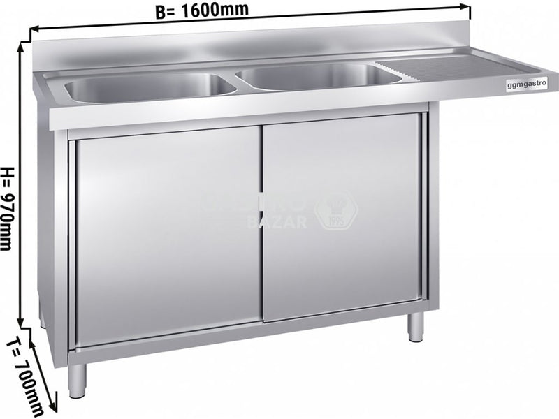 SMEG, dřez LDR102-2, výška hrany 6 mm, ŠxHxV: 340x400x200 + 147x296x50 mm otvor 80 cm, nerezová