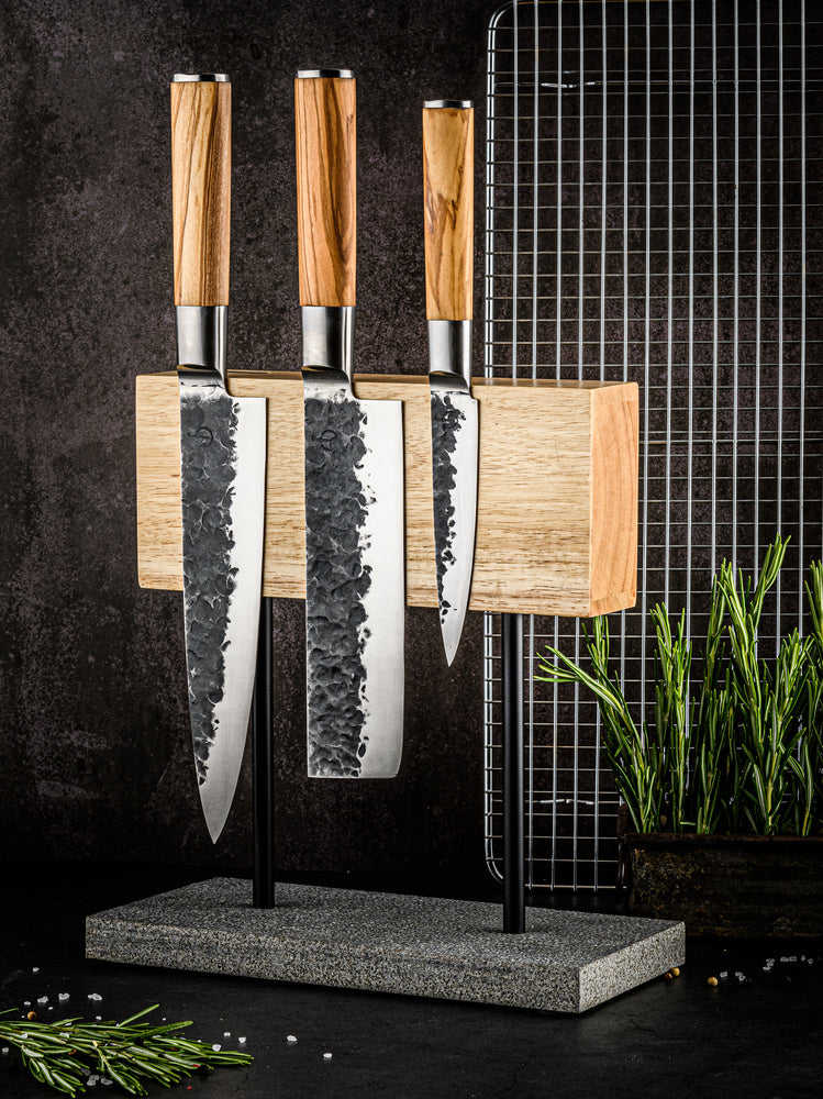 FORGED SADA NOŽOV - OLIVE: kuchársky nôž, japonský nôž na zeleninu, univerzálny nôž
