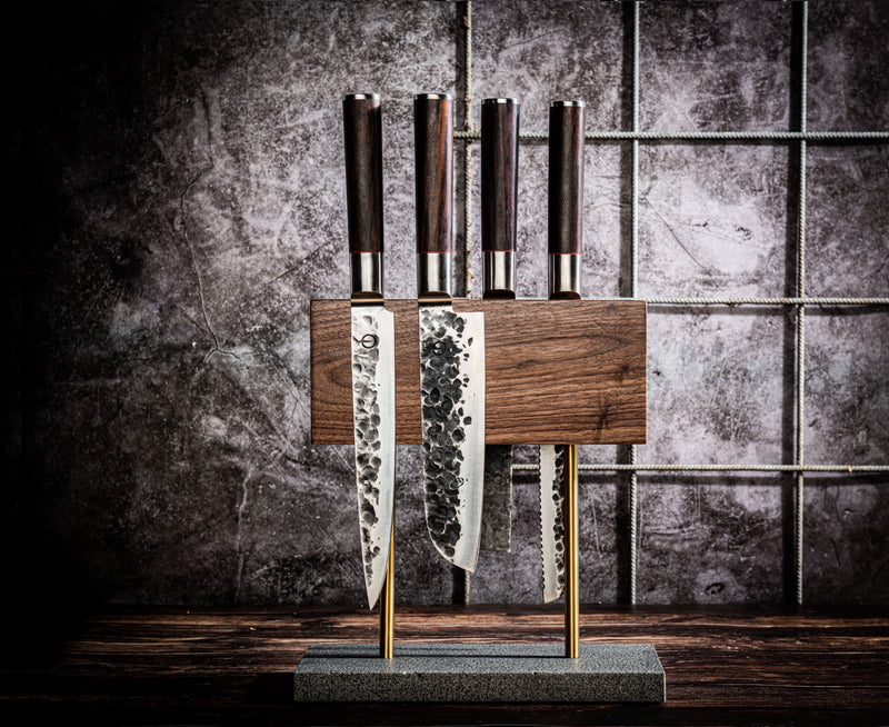 STYLE DE VIE - Magnetický stojan na nože s kamenným podstavcom