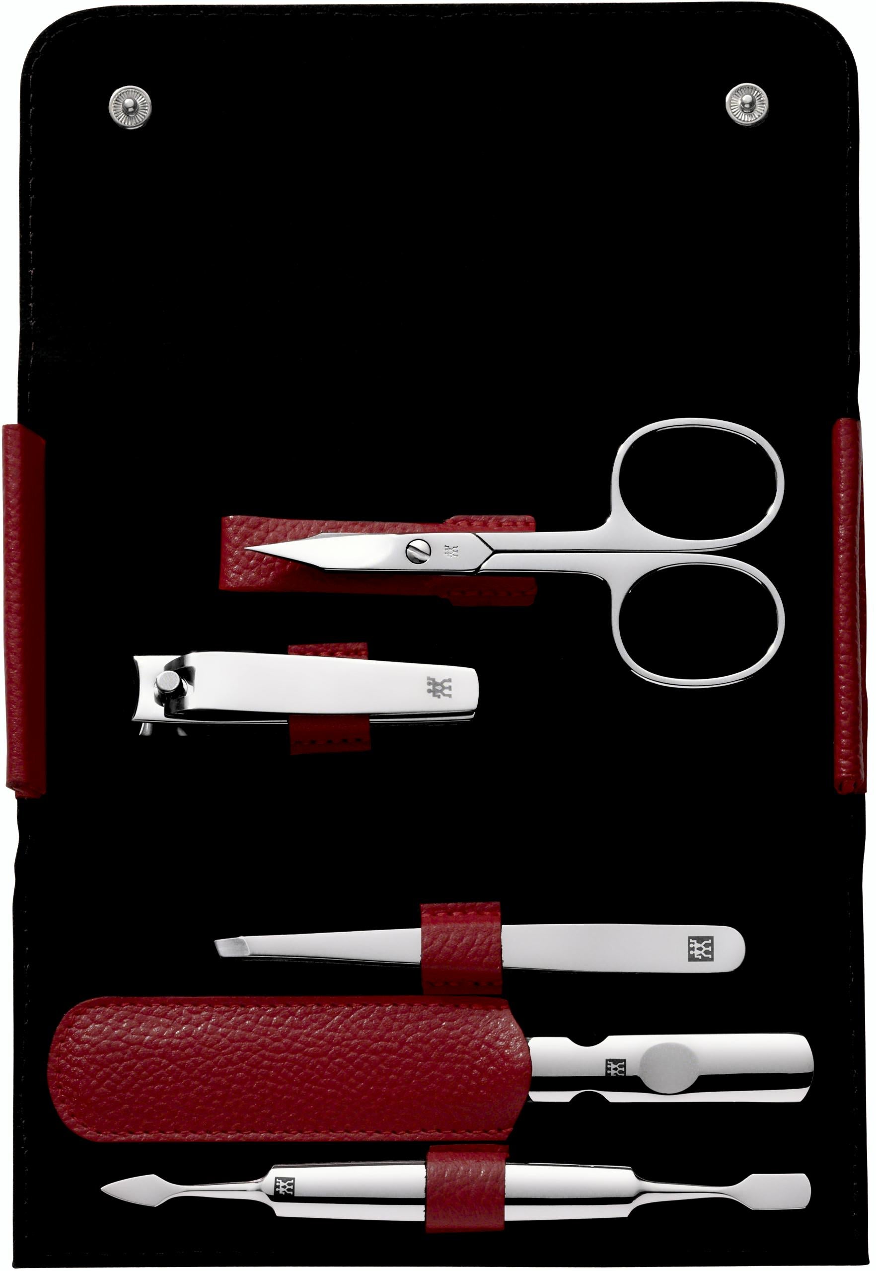 Zwilling Beauty BT Classic INOX manikúra 5 ks červená (nůžky 2v1, štípátko) 97546-003