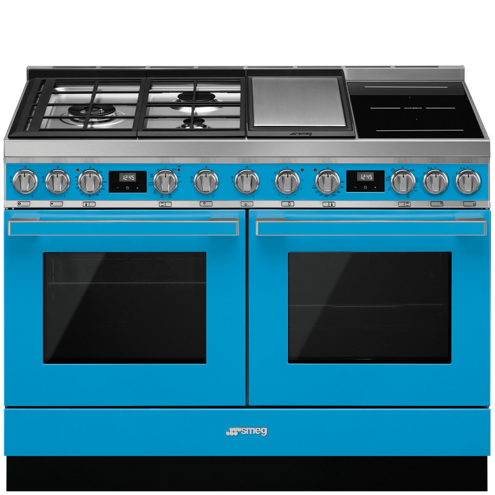 SMEG_MDA SMEG varné centrum, 120 x 60 cm, indukční varná deska, 2 trouby, objem 70/63 l