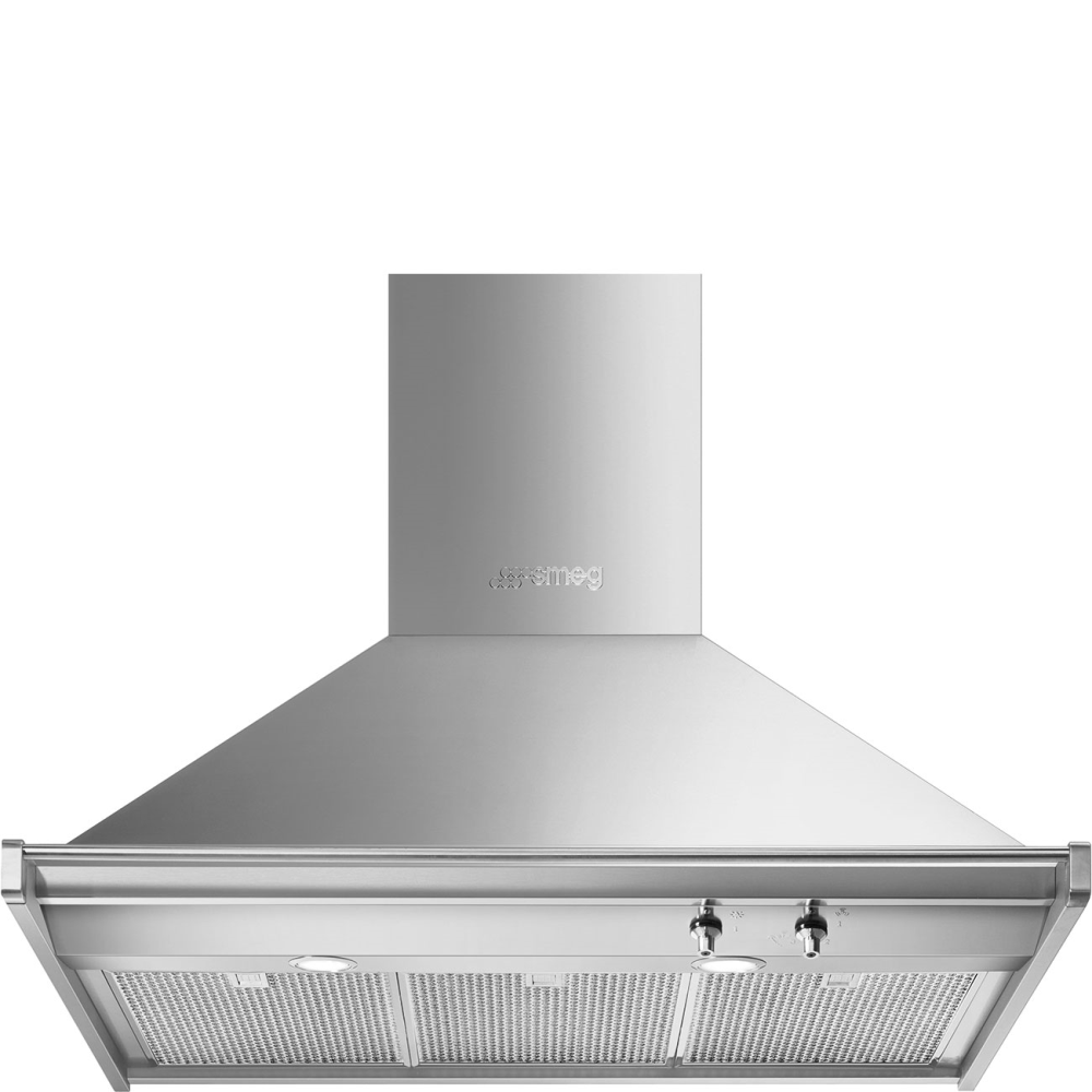 SMEG_MDA SMEG nástěnný odsavač, 90 cm, 2 LED-světla, 3 ocelové tukové filtry, 3 stupně výkonu