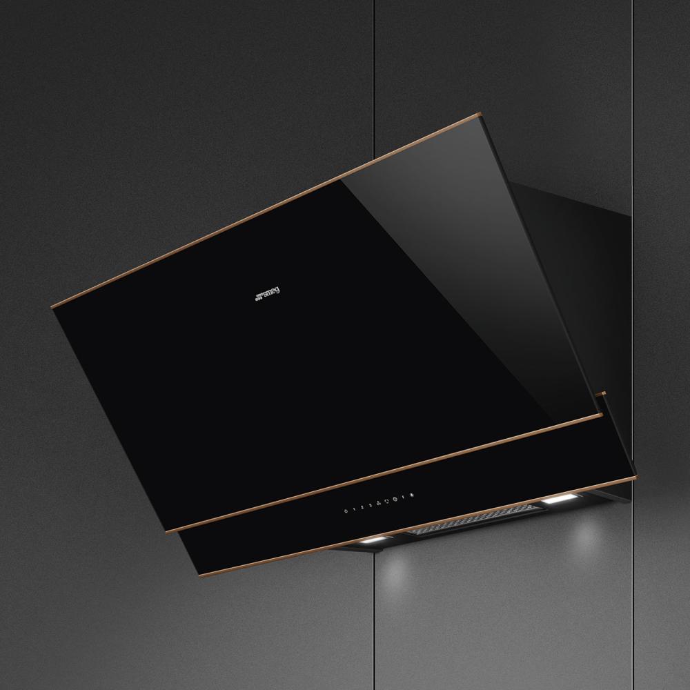 SMEG_MDA SMEG, nástěnný odsavač KV694R, 90 cm, ovládání Touch-Control, 3 stupně výkonu, černá KV694R