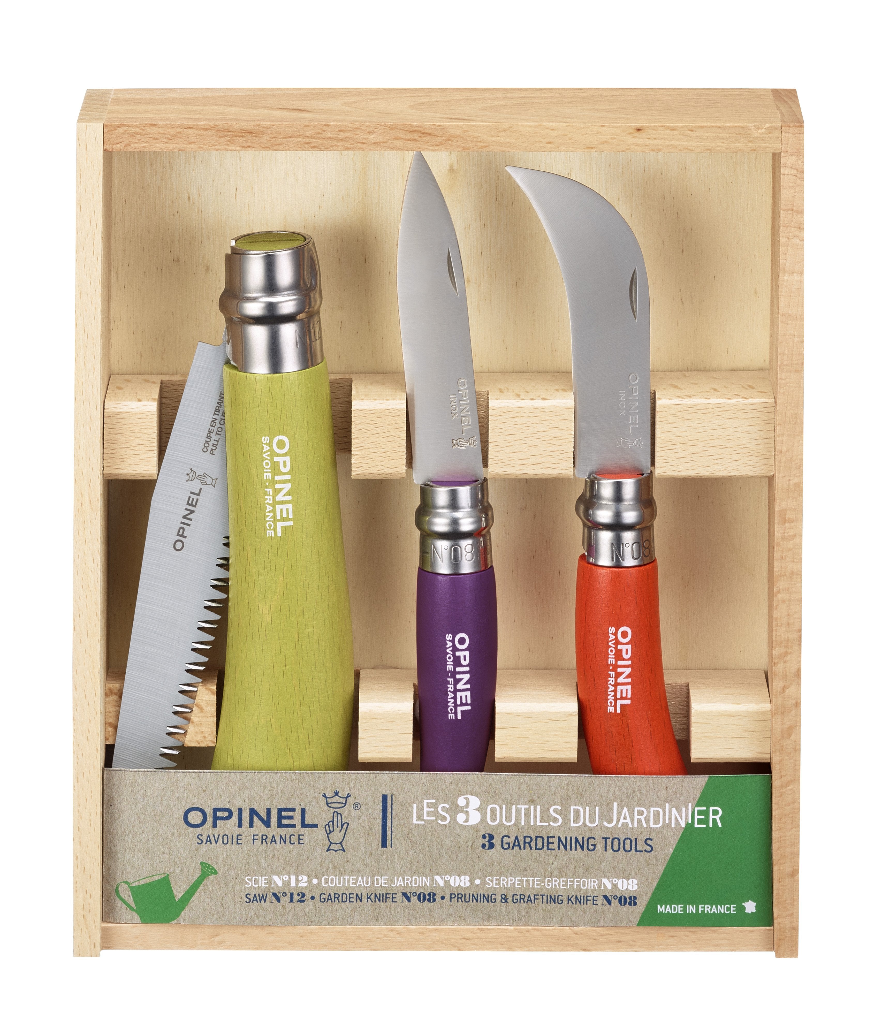 Opinel set 3ks pilka N°12, nůž zahradnický N°08, nůž prořezávací N°08 001617