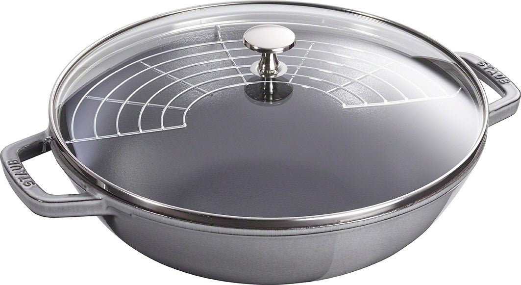 Staub Pánev Wok skleněnou poklicí 30 cm/4,4l šedý 1004744
