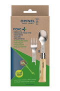 Opinel PICNIC+ (lžíce, vidlička, ubrousek - včetně nože N°08 - buk) 002500