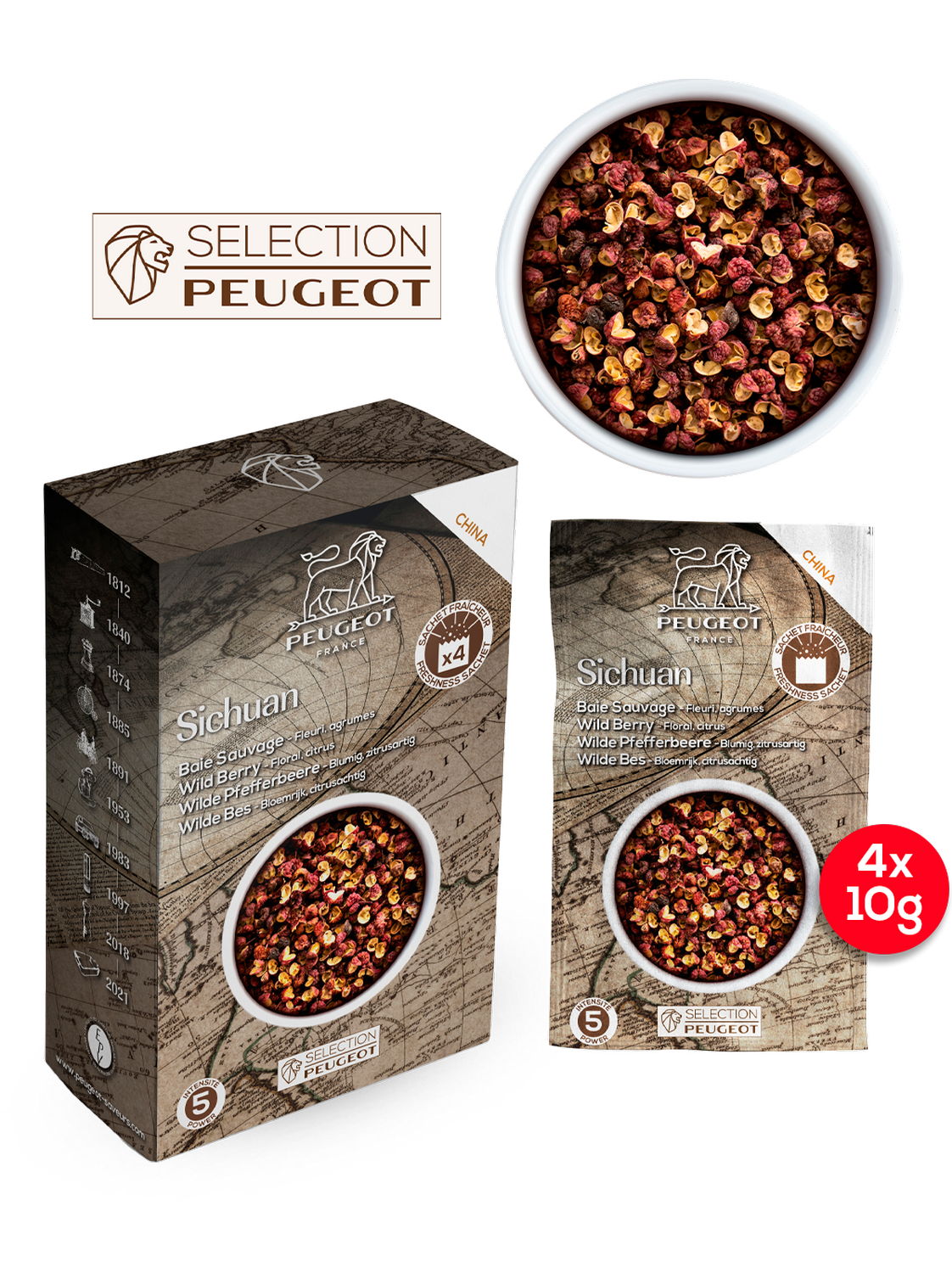 Peugeot Sichuan pepř 40 g ( 4 x 10 g) 42448