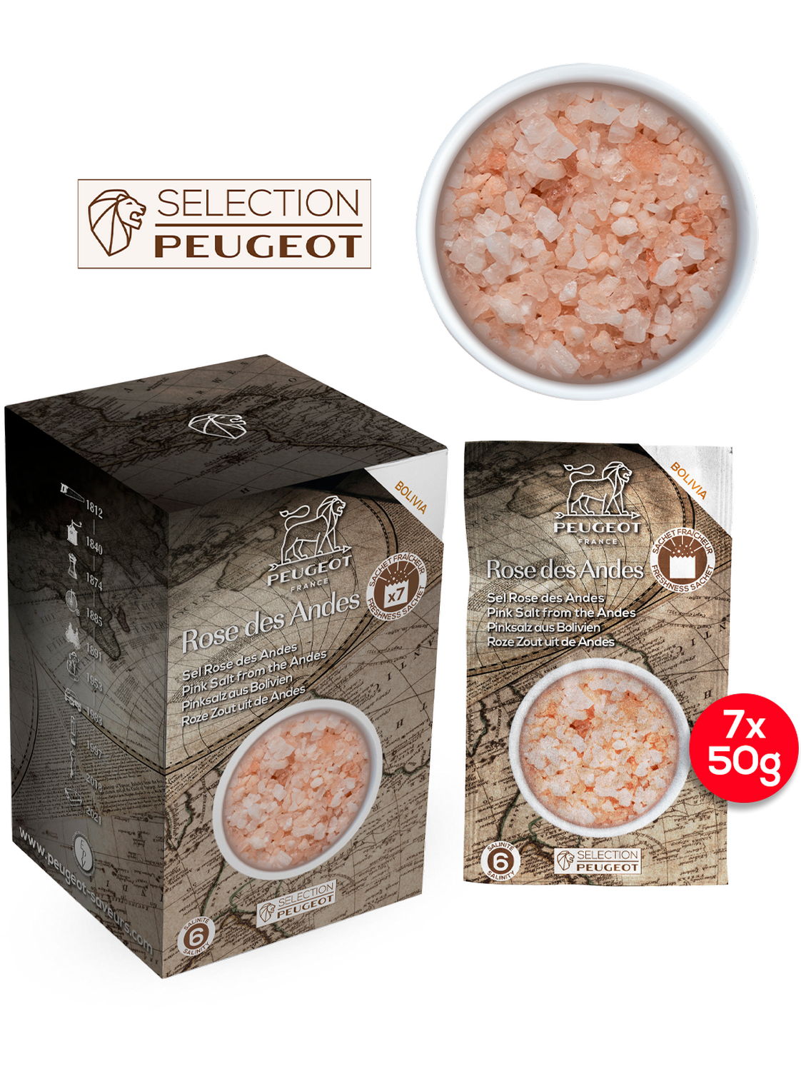 Peugeot Růžová sůl z And 350 g ( 7 x 50 g) 42738
