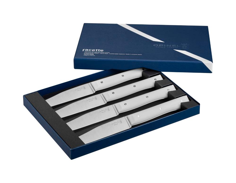 Opinel Facette, stolní nůž, bílý, hladká čepel, 4ks 002499