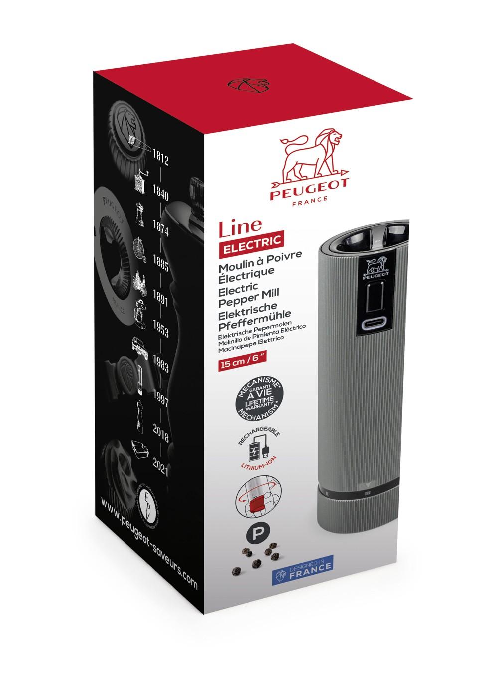 Peugeot LINE U´SELECT mlýnek na pepř electric aluminium carbon 15 cm  43148
