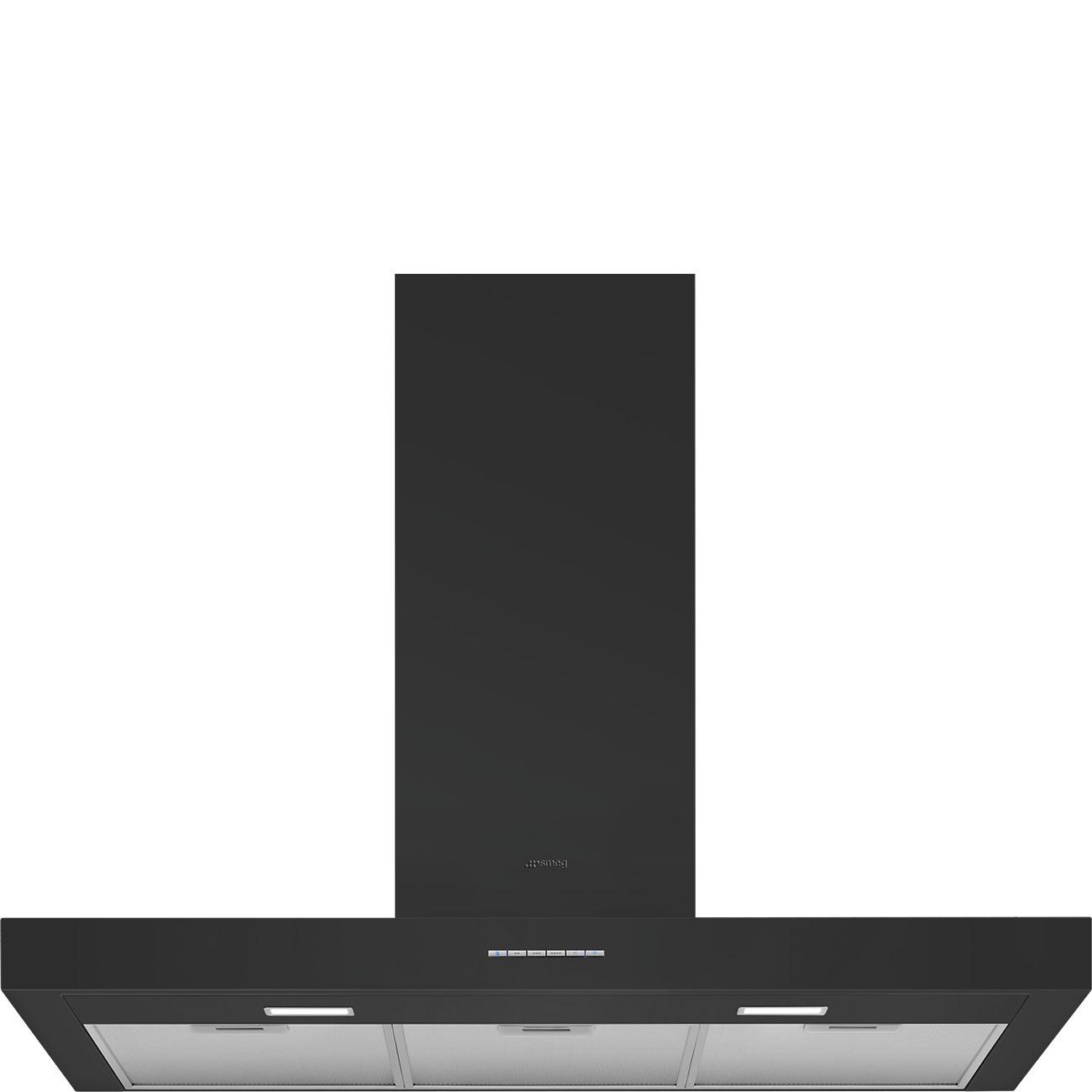 SMEG_MDA SMEG nástěnný odsavač, 90 cm, elektronická tlačítka, 3 stupně výkonu, černá KBT900NE