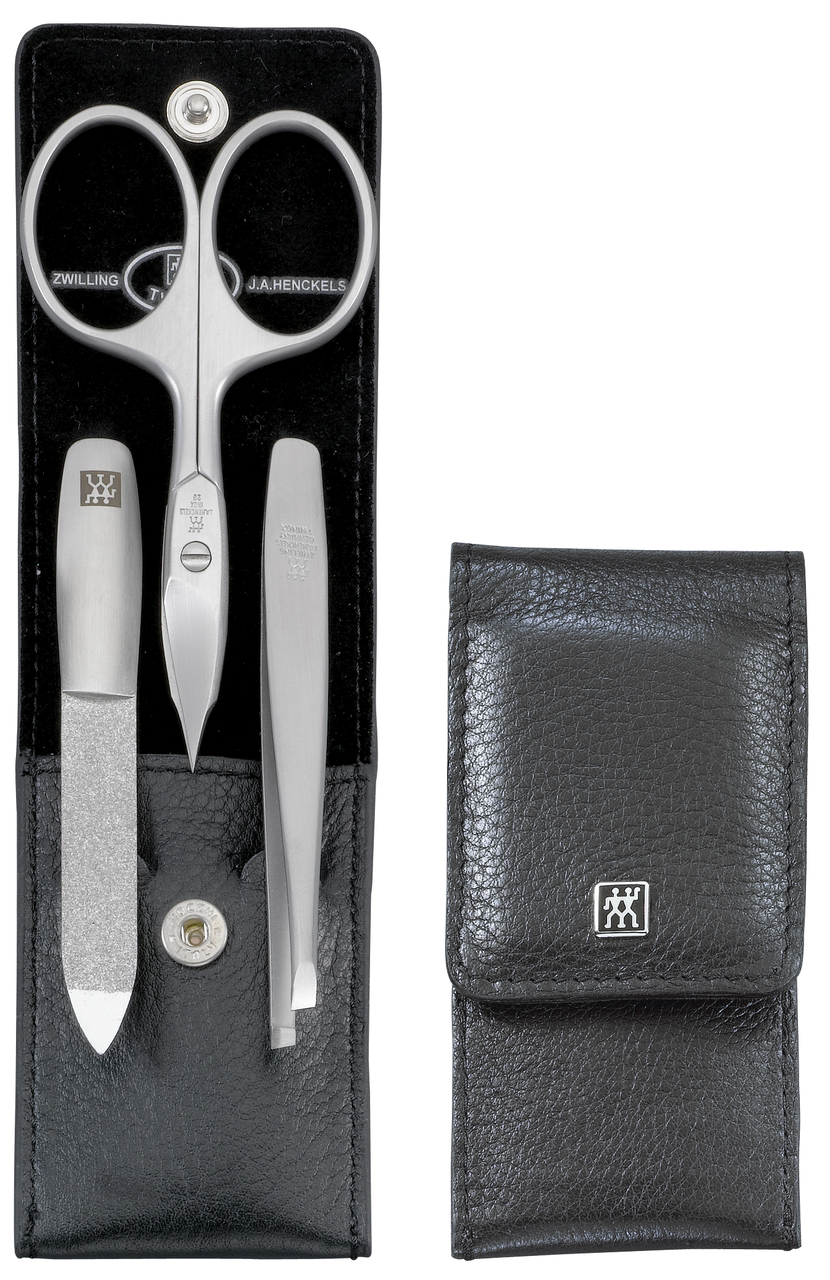 Zwilling Beauty BT TWINOX Asian Competence manikúra 3 ks kůže Nappa černá (pilník, pinzeta, nůžky) 97266-004