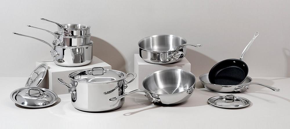 Mauviel M'cook hrnec vysoký s poklicí sklo 24 cm úchyt nerez 523275