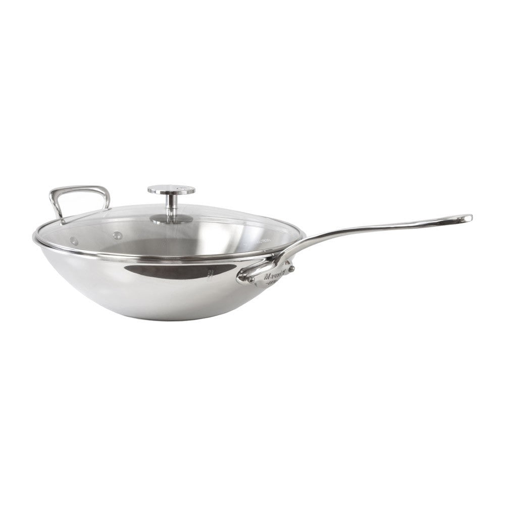 Mauviel M'cook pánev Wok 32 cm s poklicí sklo rukojeť nerez 523632