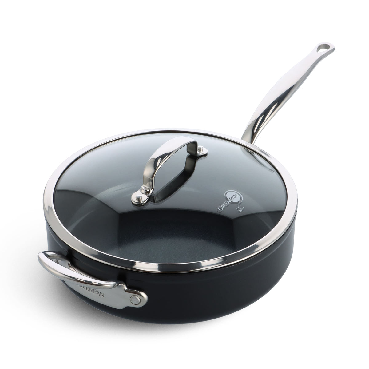 GreenPan BARCELONA PRO pánev 28 cm s poklicí a pomocnou rukojetí, černá CC005328-001
