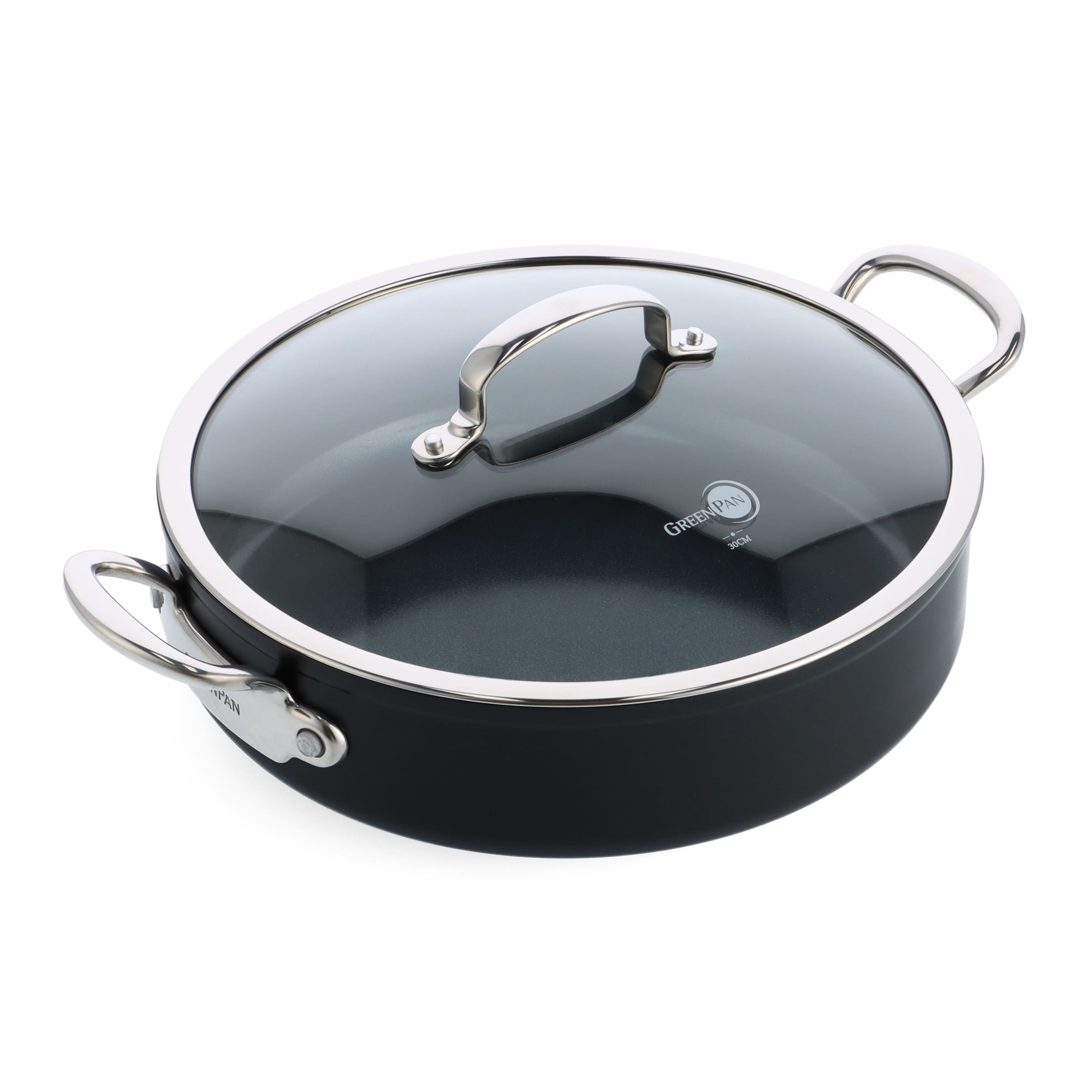 GreenPan BARCELONA PRO pánev 30 cm s poklicí a dvěmi bočními rukojetmi, černá CC005329-001