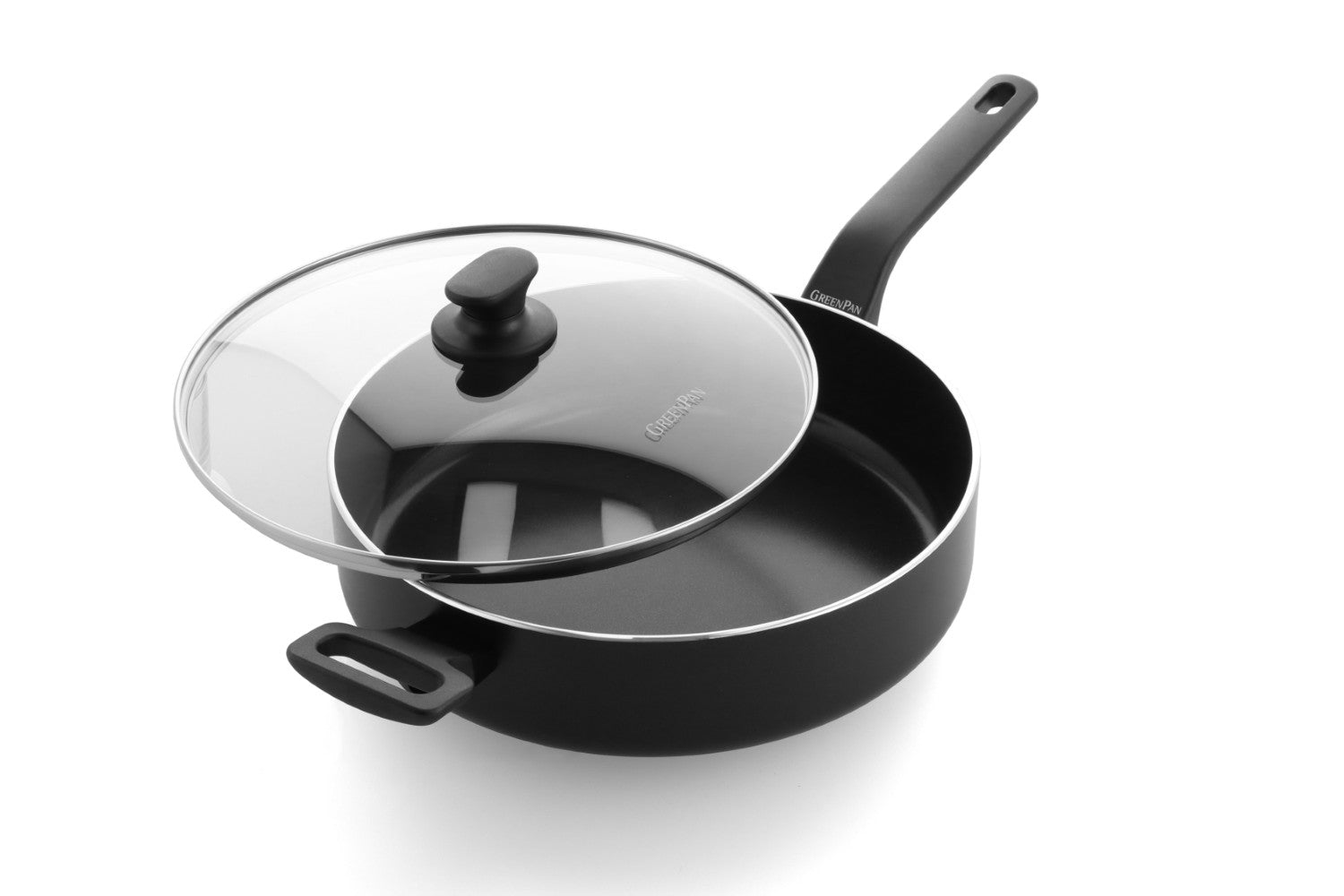 GreenPan ESSENCE pánev 28 cm s poklicí a pomocnou rukojetí, černá  CC009047-001