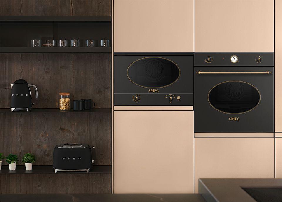 SMEG_MDA kompaktní mikrovlnná trouba MP822NPO, 39 cm, objem 23 l, antracitová MP822NAO