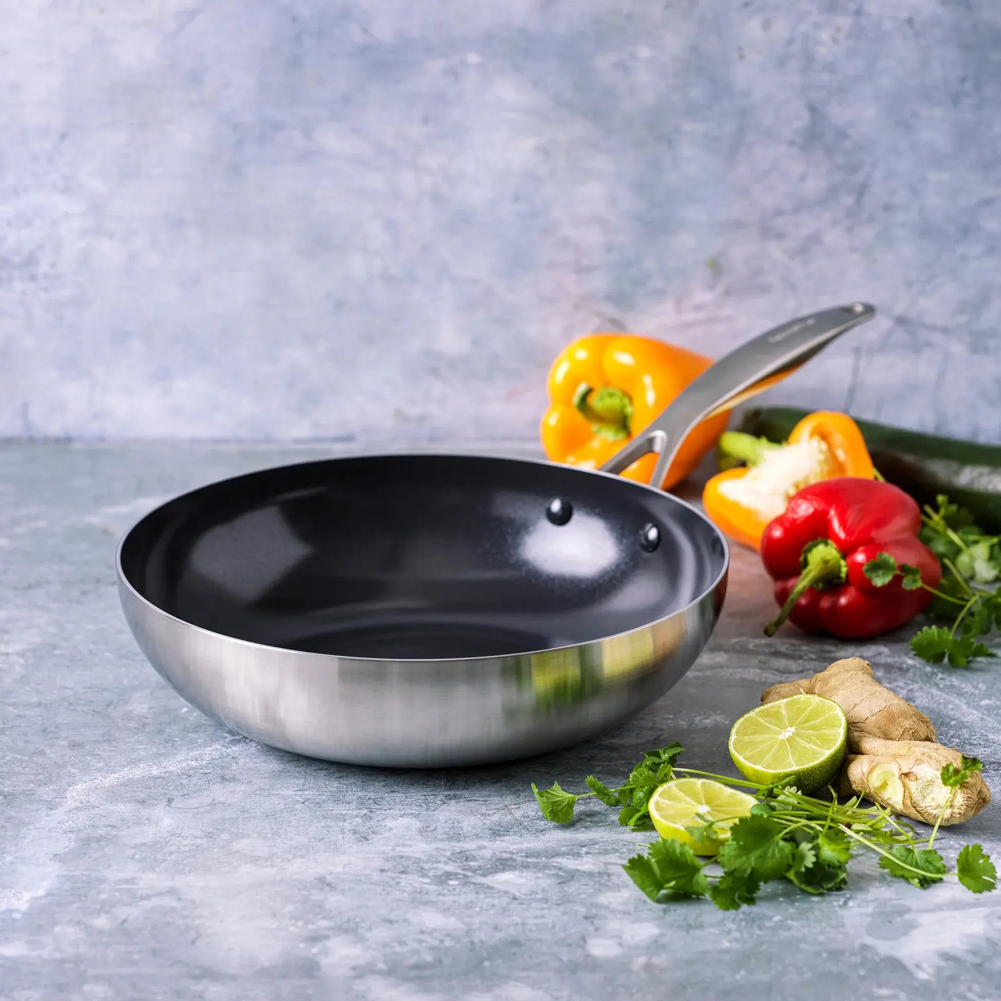 GreenPan GENEVA pánev wok 28 cm, nerezová CC004781-001