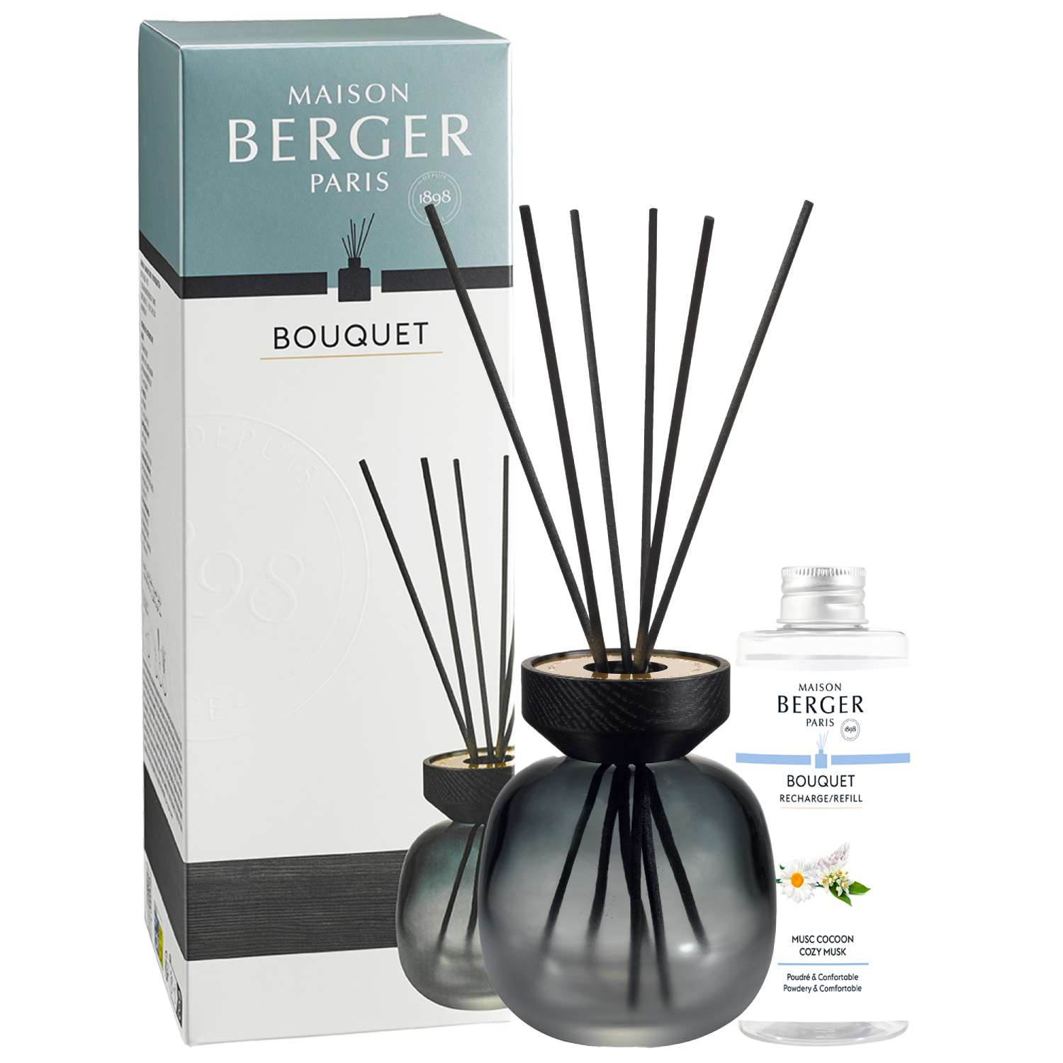 Maison Berger Paris Wood difuzér 0,18l s náplní Uklidňující pižmo černý 7877