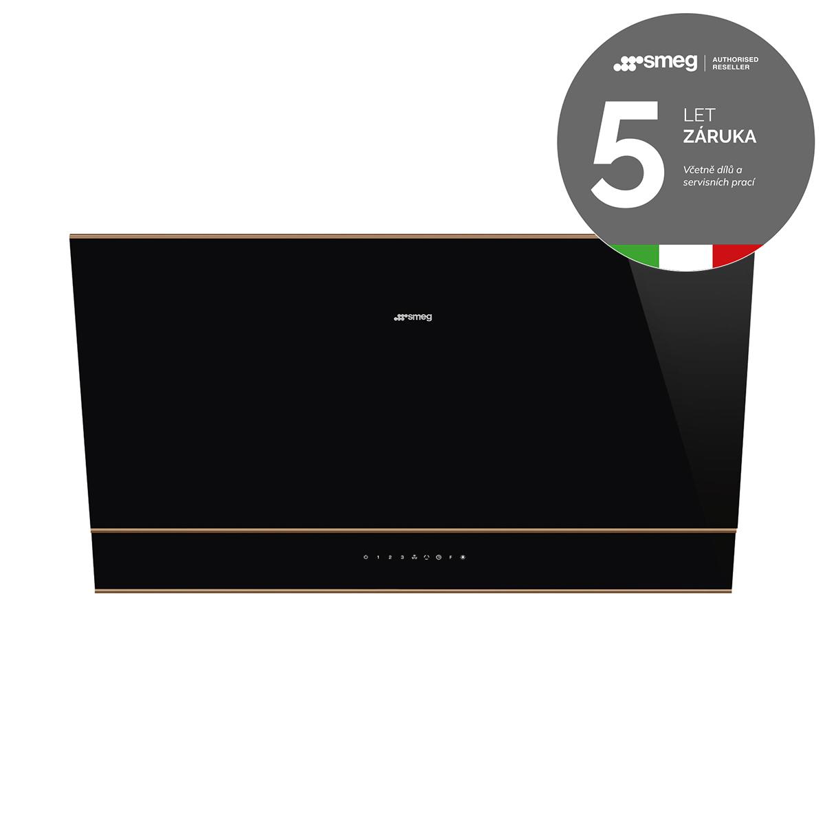 SMEG_MDA SMEG, nástěnný odsavač KV694R, 90 cm, ovládání Touch-Control, 3 stupně výkonu, černá KV694R