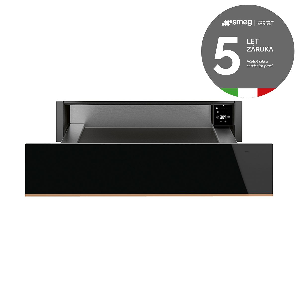 SMEG_MDA Ohřívací zásuvka CPRT615NR, 60 cm, výška 15 cm, 6 programů, objem 21 l, černá CPRT615NR