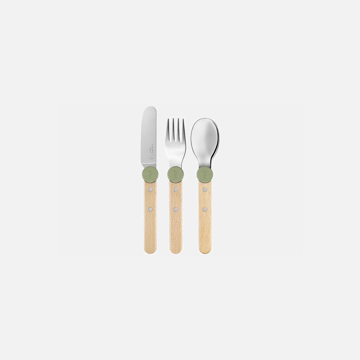 Opinel Le Petit Gourmet set dětských příborů olivově zelená 003258