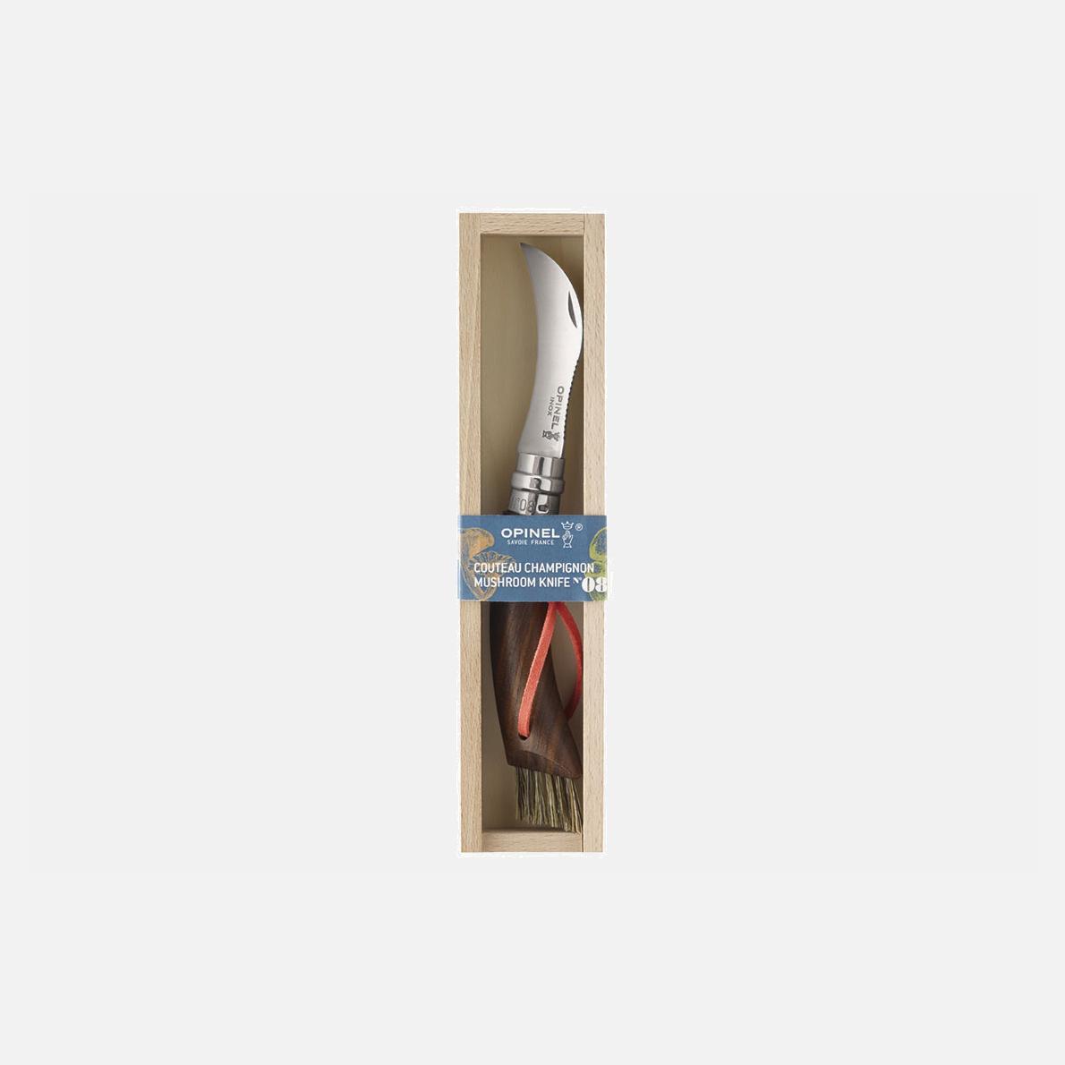 Opinel VRI N°08 Inox Nůž houbařský rukojeť černý ořech + pouzdro + dřevěný box 003250