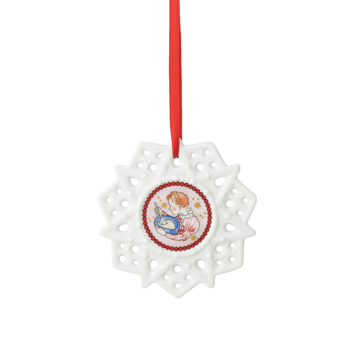 Rosenthal Porcelánová ozdoba Vločka, motiv Dívka s polévkou, Vánoční hostina, Ø 8 cm 02248-727532-27618