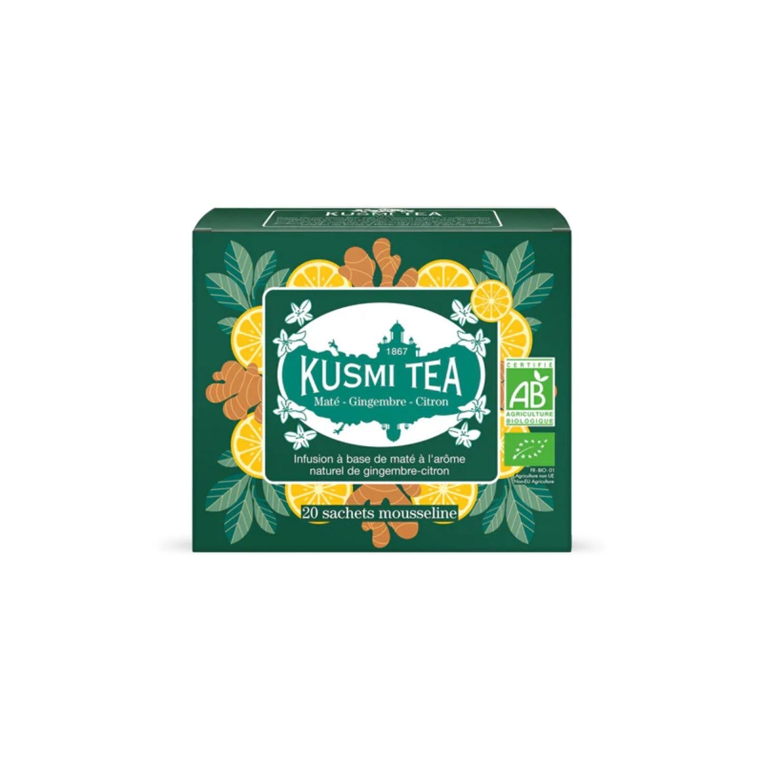 Kusmi Tea Organic maté se zázvorem a citronem krabička s 20 sáčky 40g 21344A1120