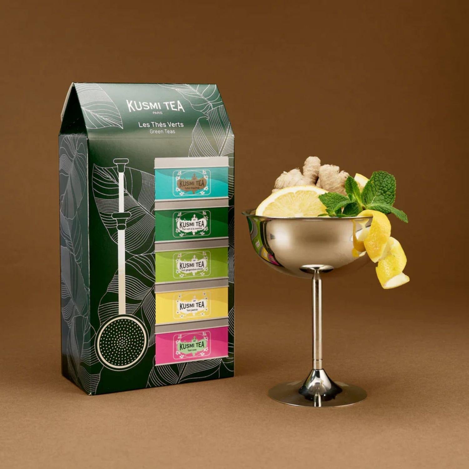 Kusmi Tea Organic Green Teas set 5 miniatur s infuzérem 100g 21333A1151