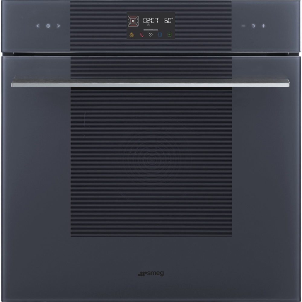 SMEG_MDA SMEG trouba, 60 cm, pyrolýza, EvoScreen LCD-Display02, 10 funkcí, objem 68 l, šedá SOP6102TG